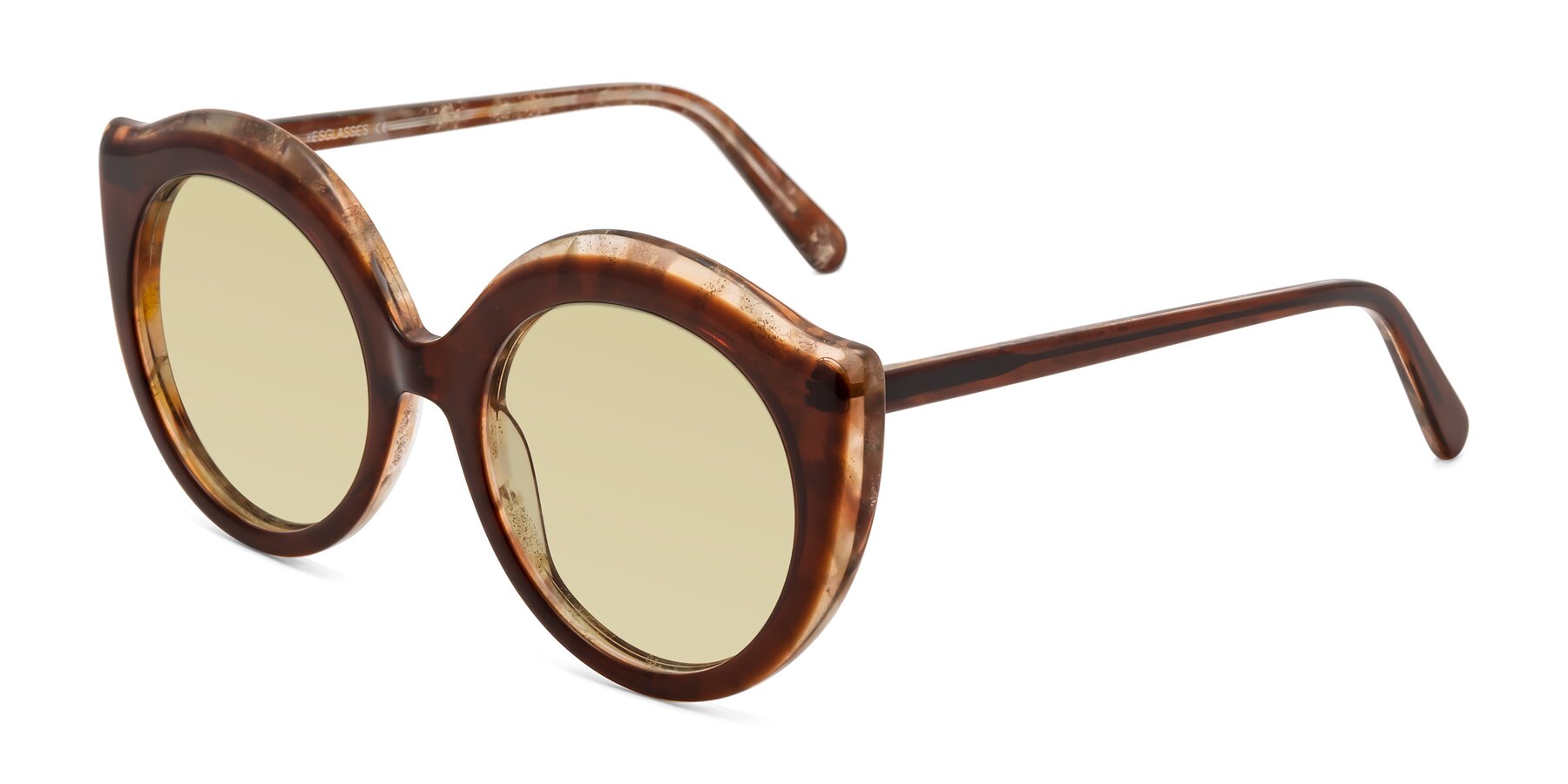 Angle of Ring in Brown with Light Champagne Tinted Lenses