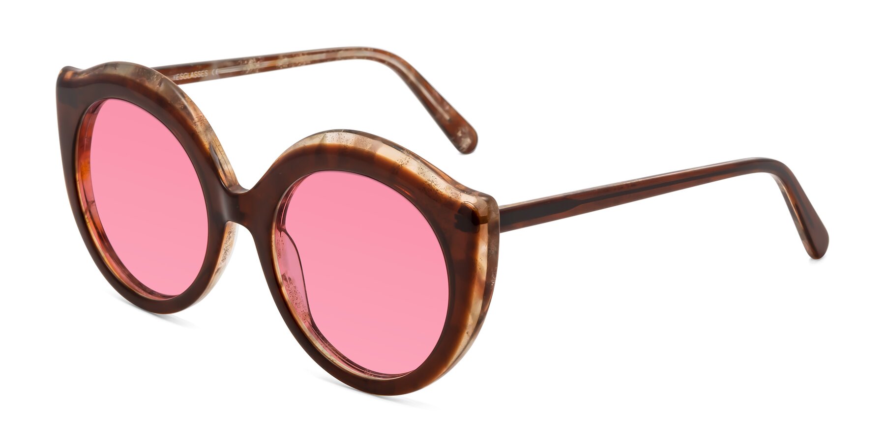Angle of Ring in Brown with Pink Tinted Lenses