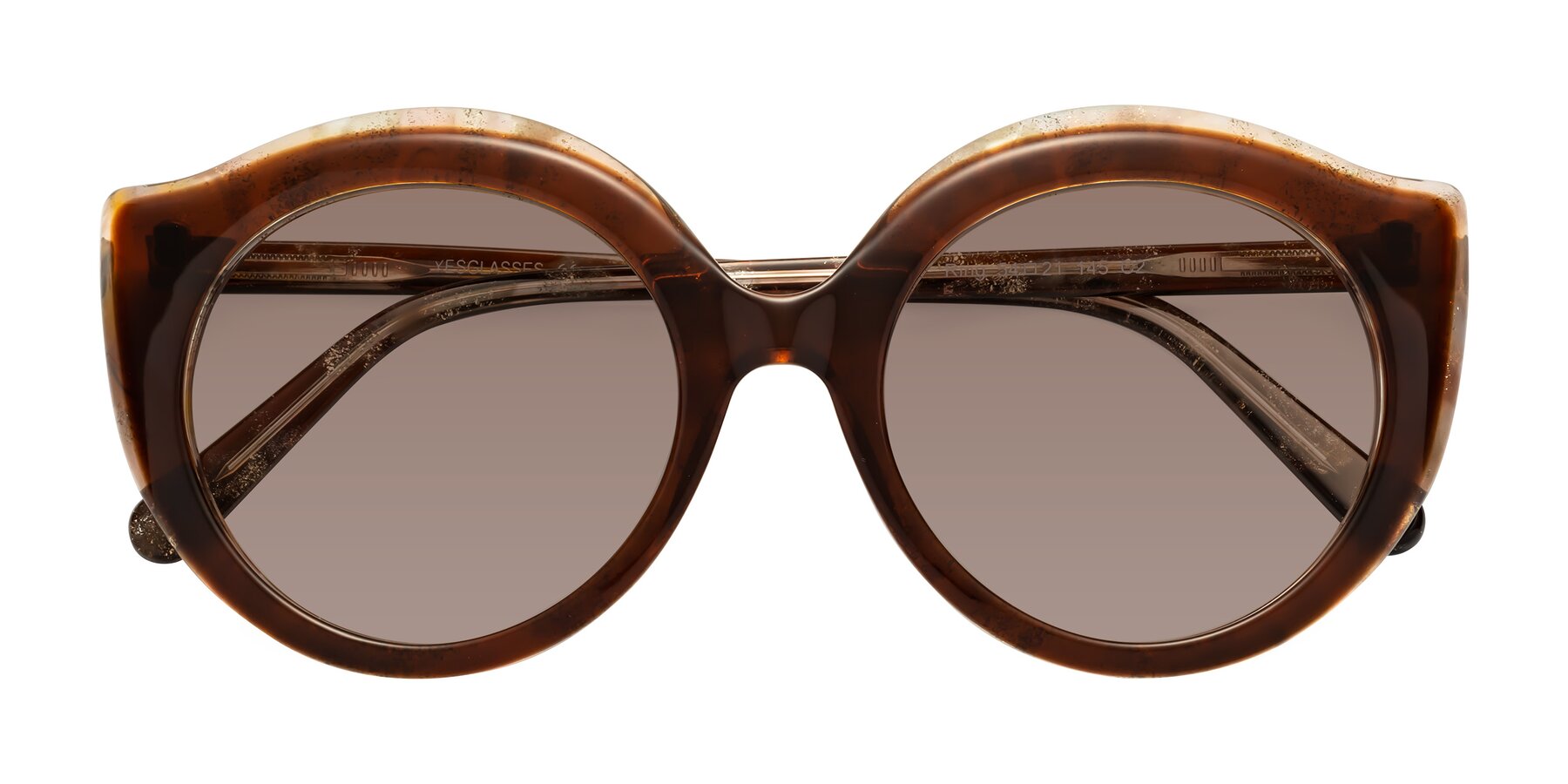 Folded Front of Ring in Brown with Medium Brown Tinted Lenses