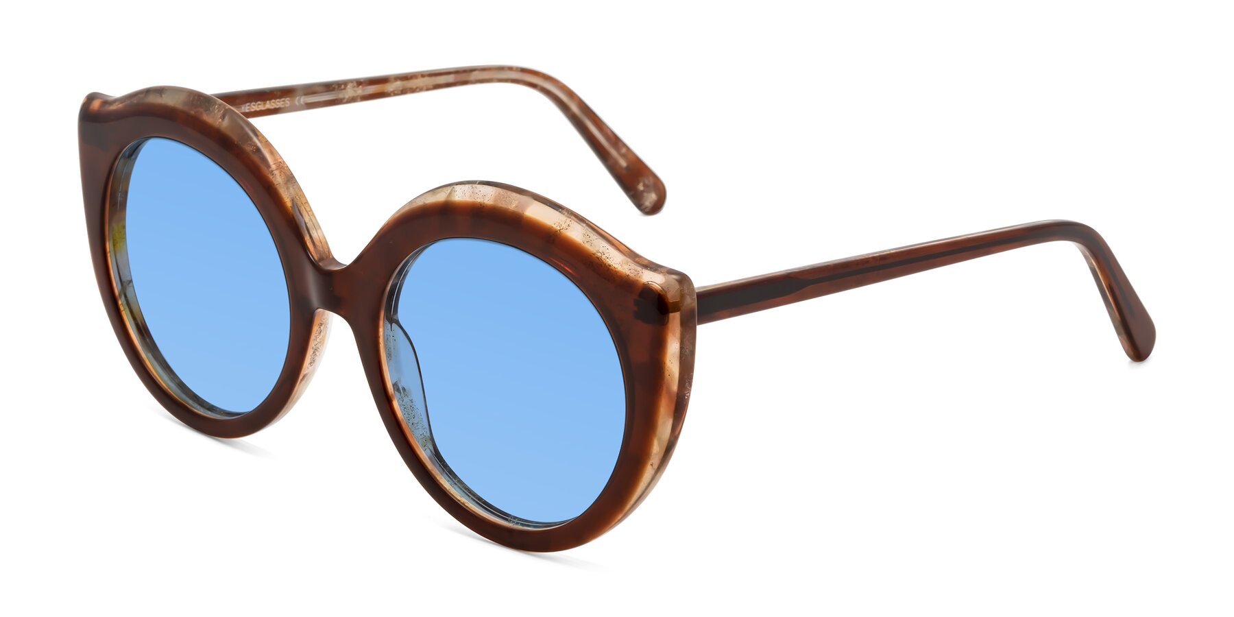Angle of Ring in Brown with Medium Blue Tinted Lenses