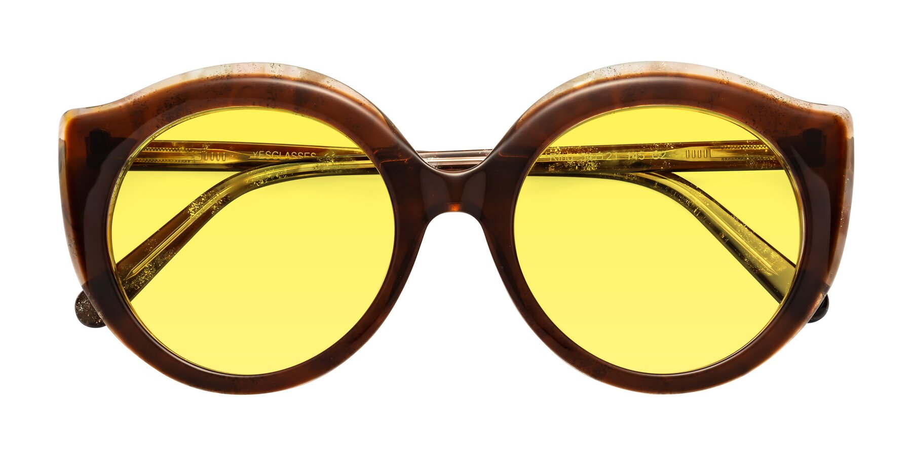 Folded Front of Ring in Brown with Medium Yellow Tinted Lenses