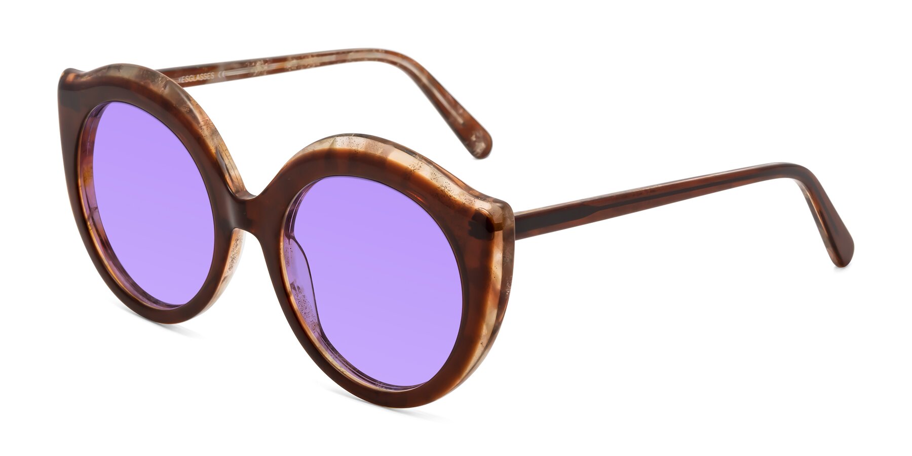 Angle of Ring in Brown with Medium Purple Tinted Lenses