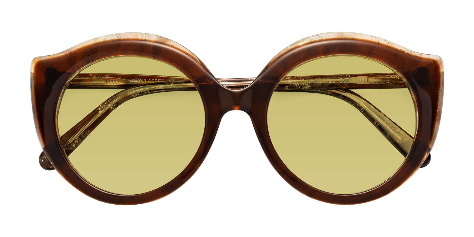 Folded Front of Ring in Brown with Medium Champagne Tinted Lenses