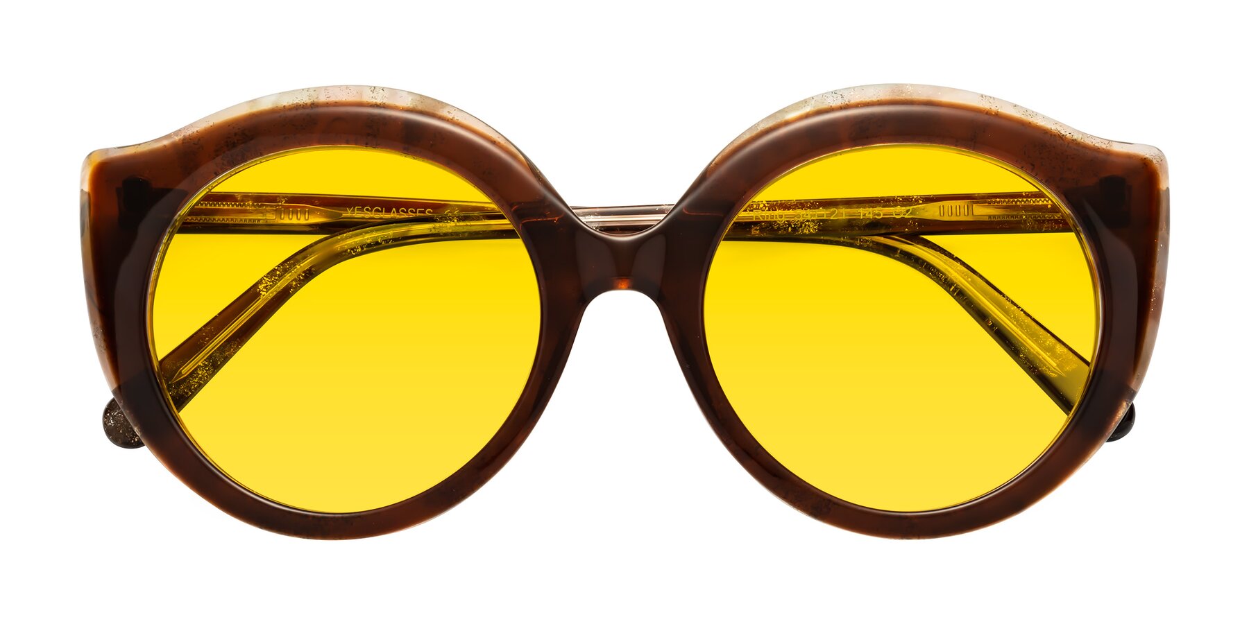 Folded Front of Ring in Brown with Yellow Tinted Lenses