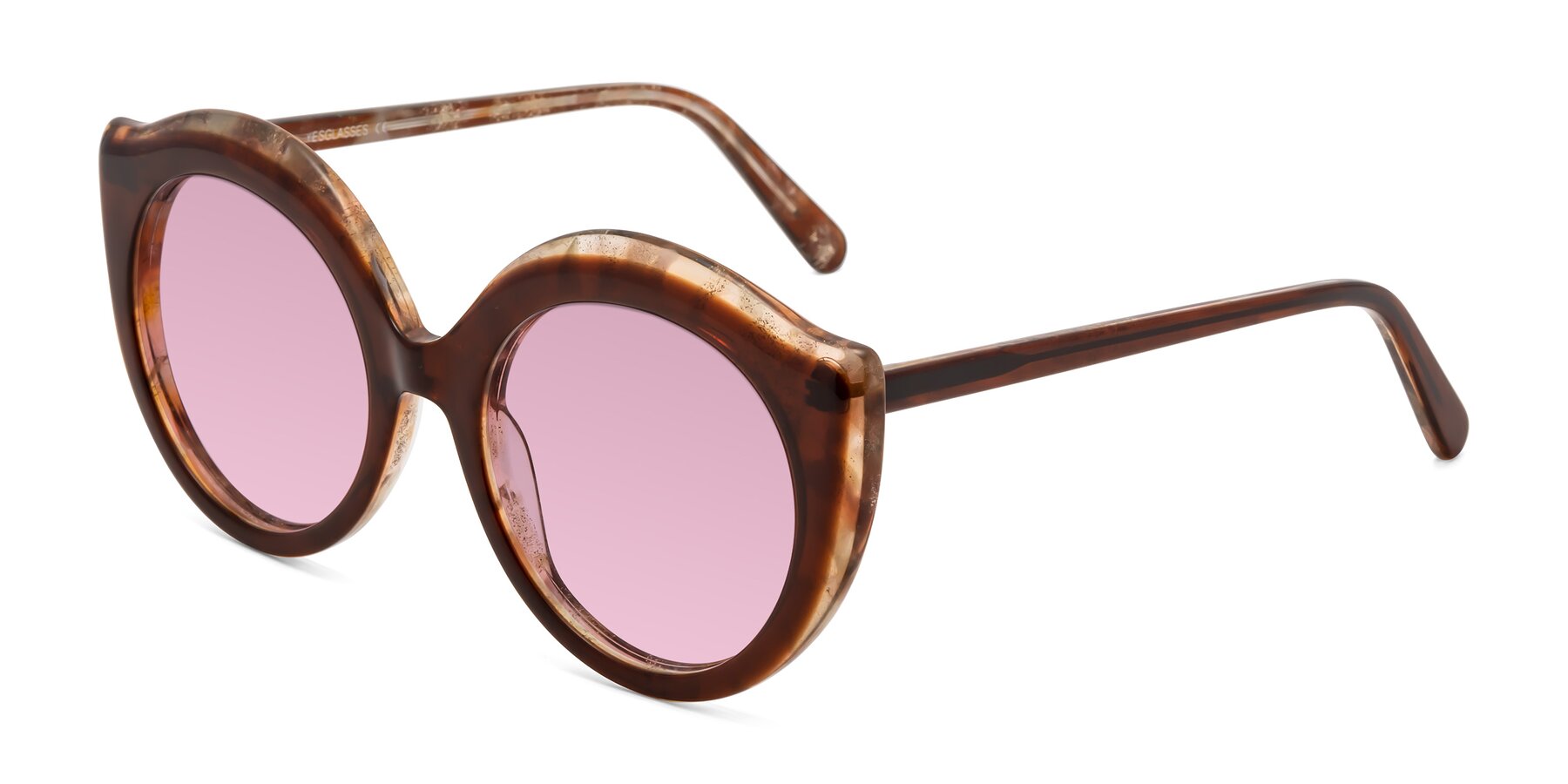 Angle of Ring in Brown with Light Wine Tinted Lenses