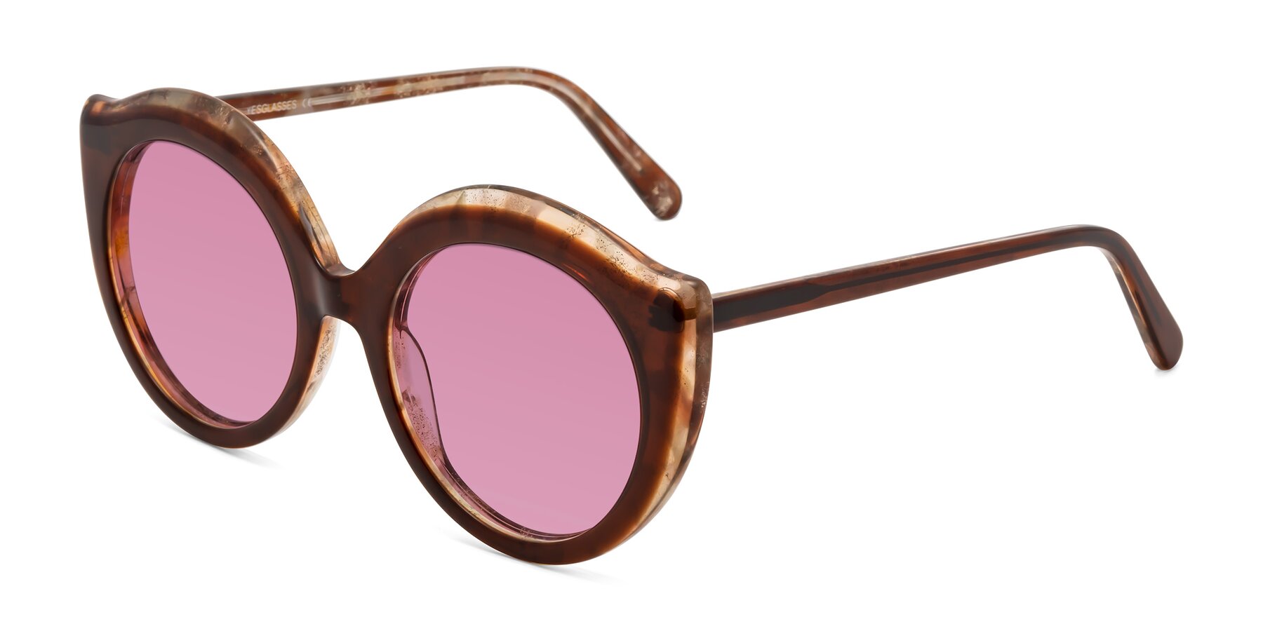 Angle of Ring in Brown with Medium Wine Tinted Lenses