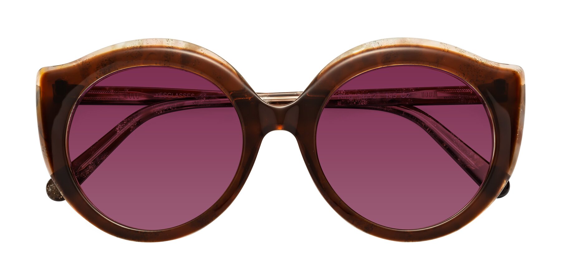 Folded Front of Ring in Brown with Wine Tinted Lenses