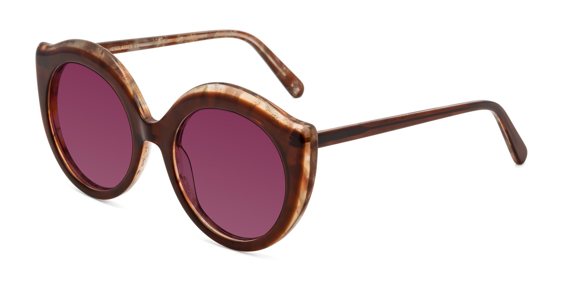 Angle of Ring in Brown with Wine Tinted Lenses