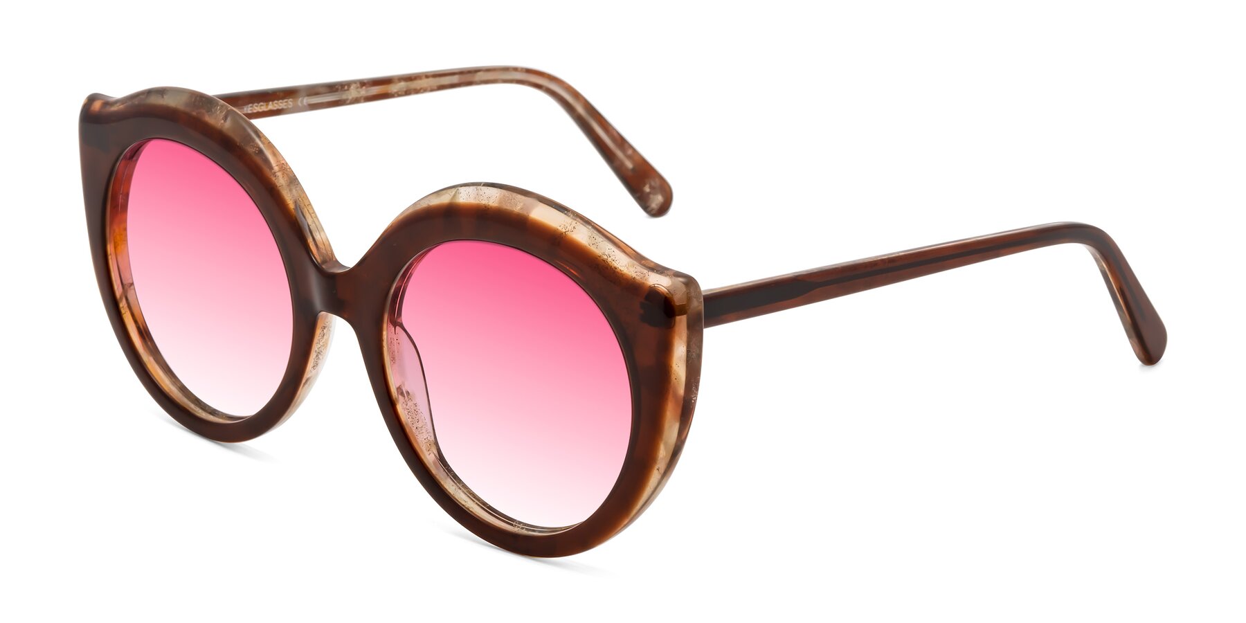 Angle of Ring in Brown with Pink Gradient Lenses
