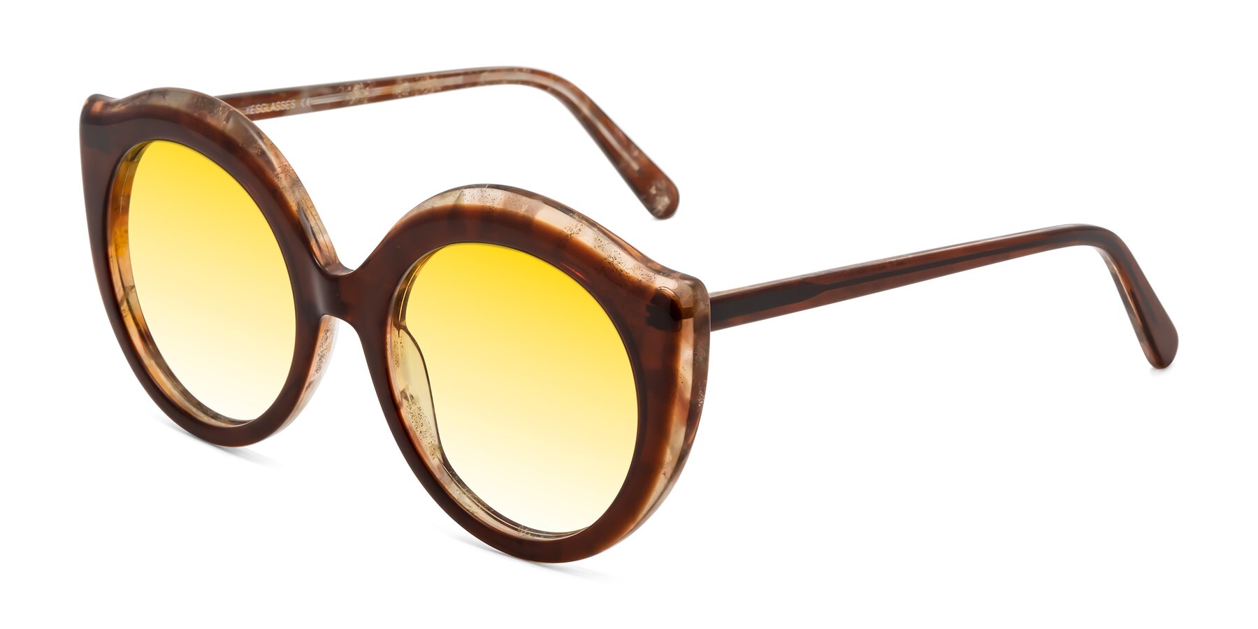 Angle of Ring in Brown with Yellow Gradient Lenses