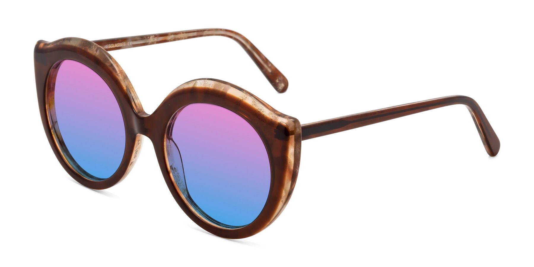 Angle of Ring in Brown with Pink / Blue Gradient Lenses