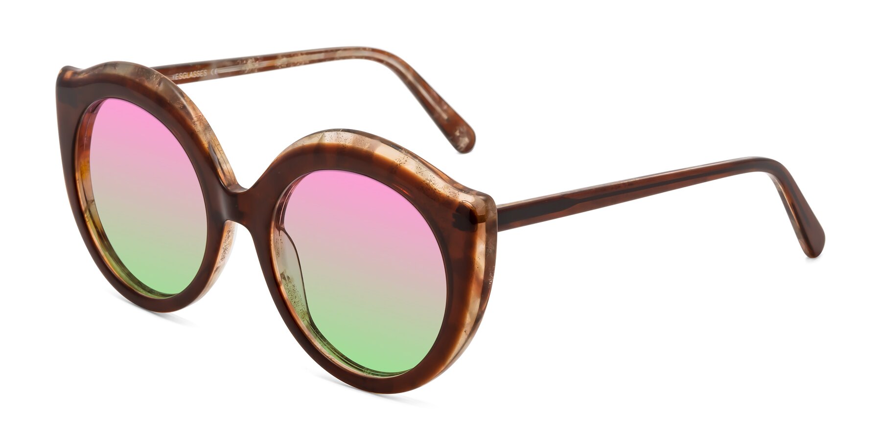 Angle of Ring in Brown with Pink / Green Gradient Lenses