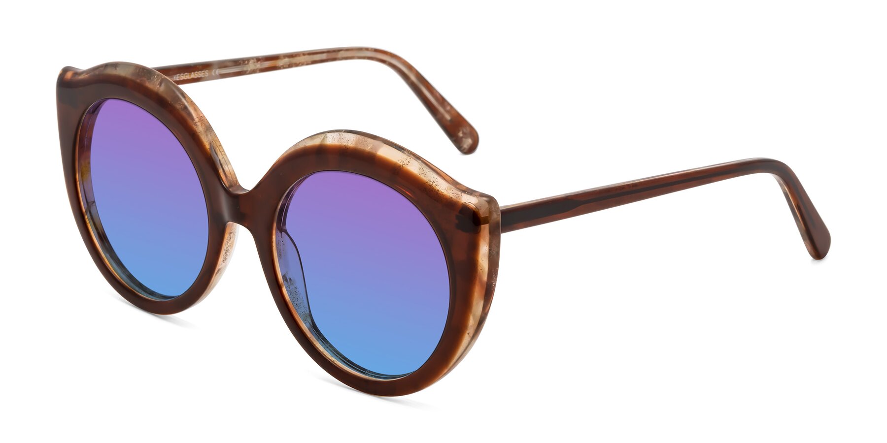 Angle of Ring in Brown with Purple / Blue Gradient Lenses