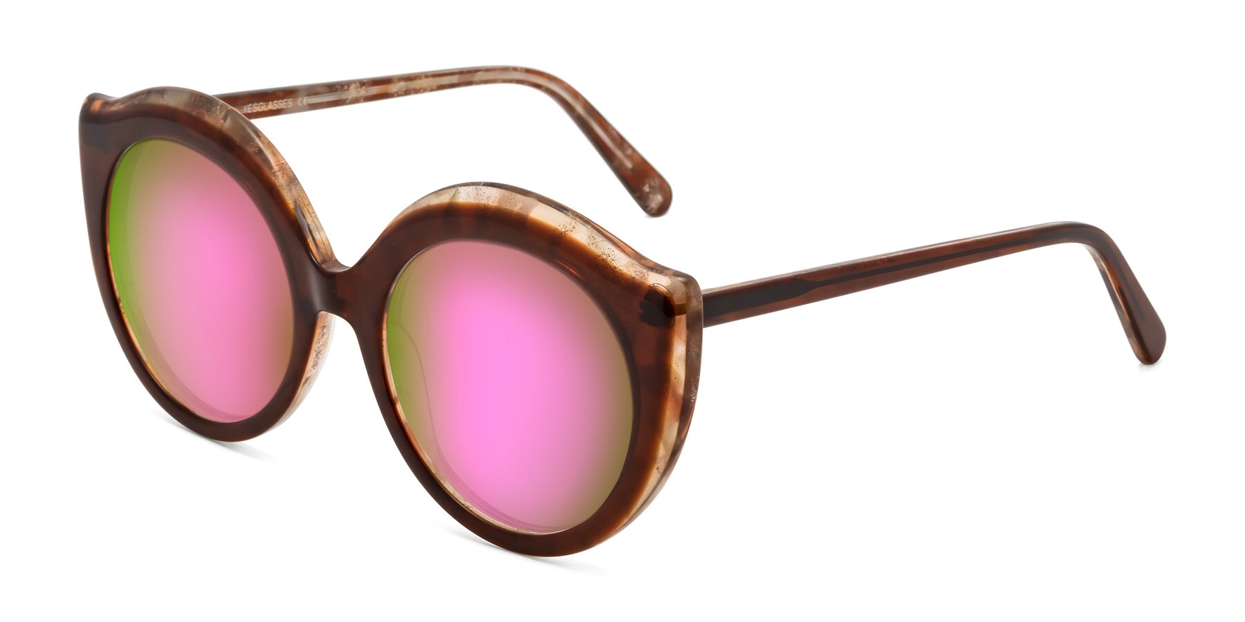 Angle of Ring in Brown with Pink Mirrored Lenses