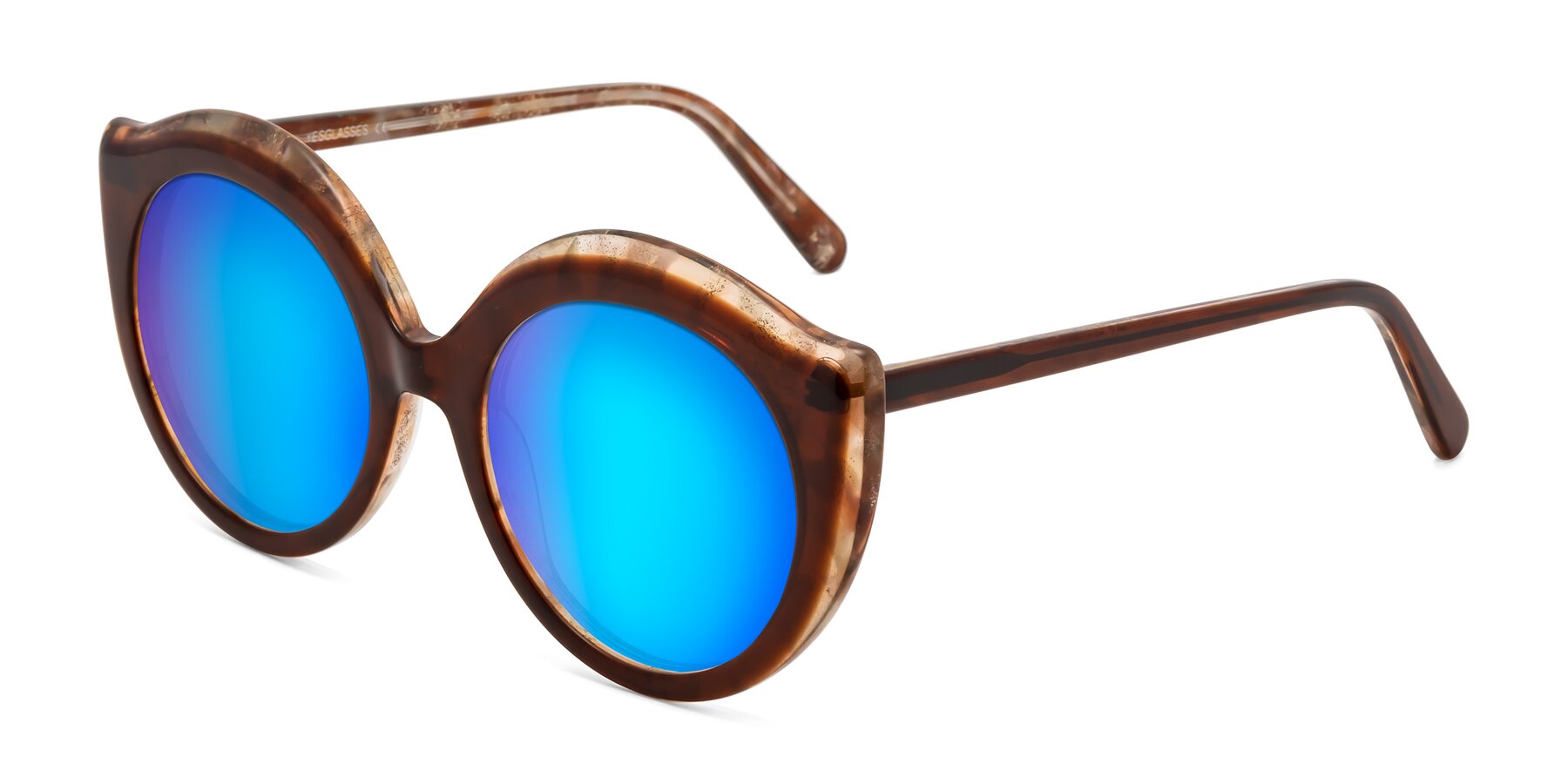 Angle of Ring in Brown with Blue Mirrored Lenses