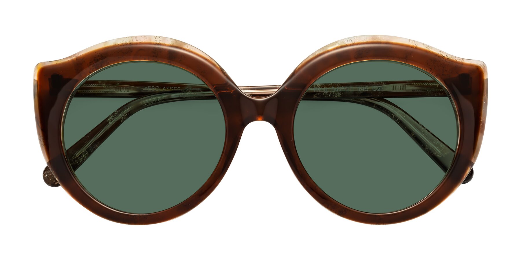 Folded Front of Ring in Brown with Green Polarized Lenses