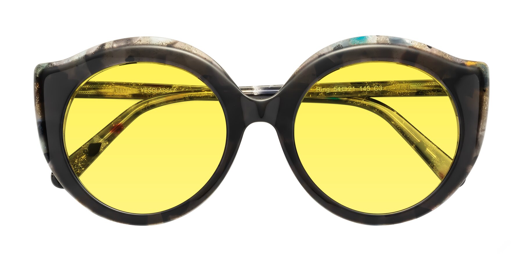 Folded Front of Ring in Dark Gray with Medium Yellow Tinted Lenses