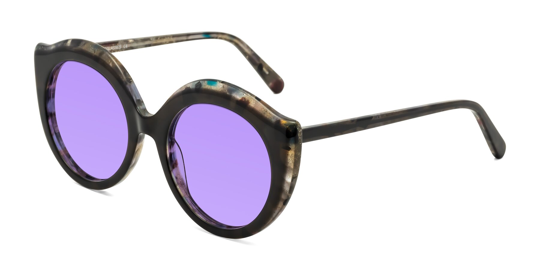 Angle of Ring in Dark Gray with Medium Purple Tinted Lenses