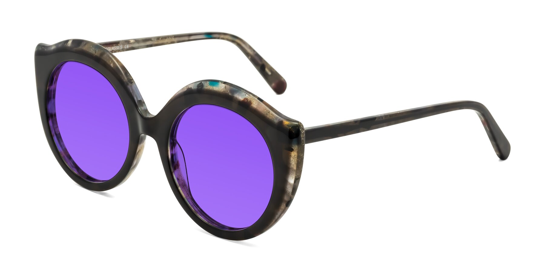 Angle of Ring in Dark Gray with Purple Tinted Lenses