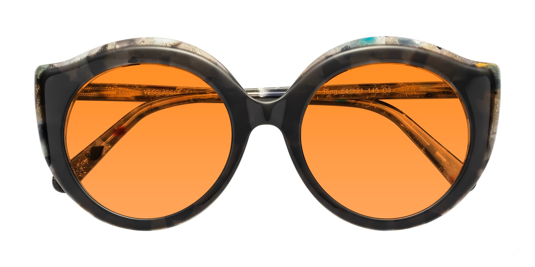 Folded Front of Ring in Dark Gray with Orange Tinted Lenses