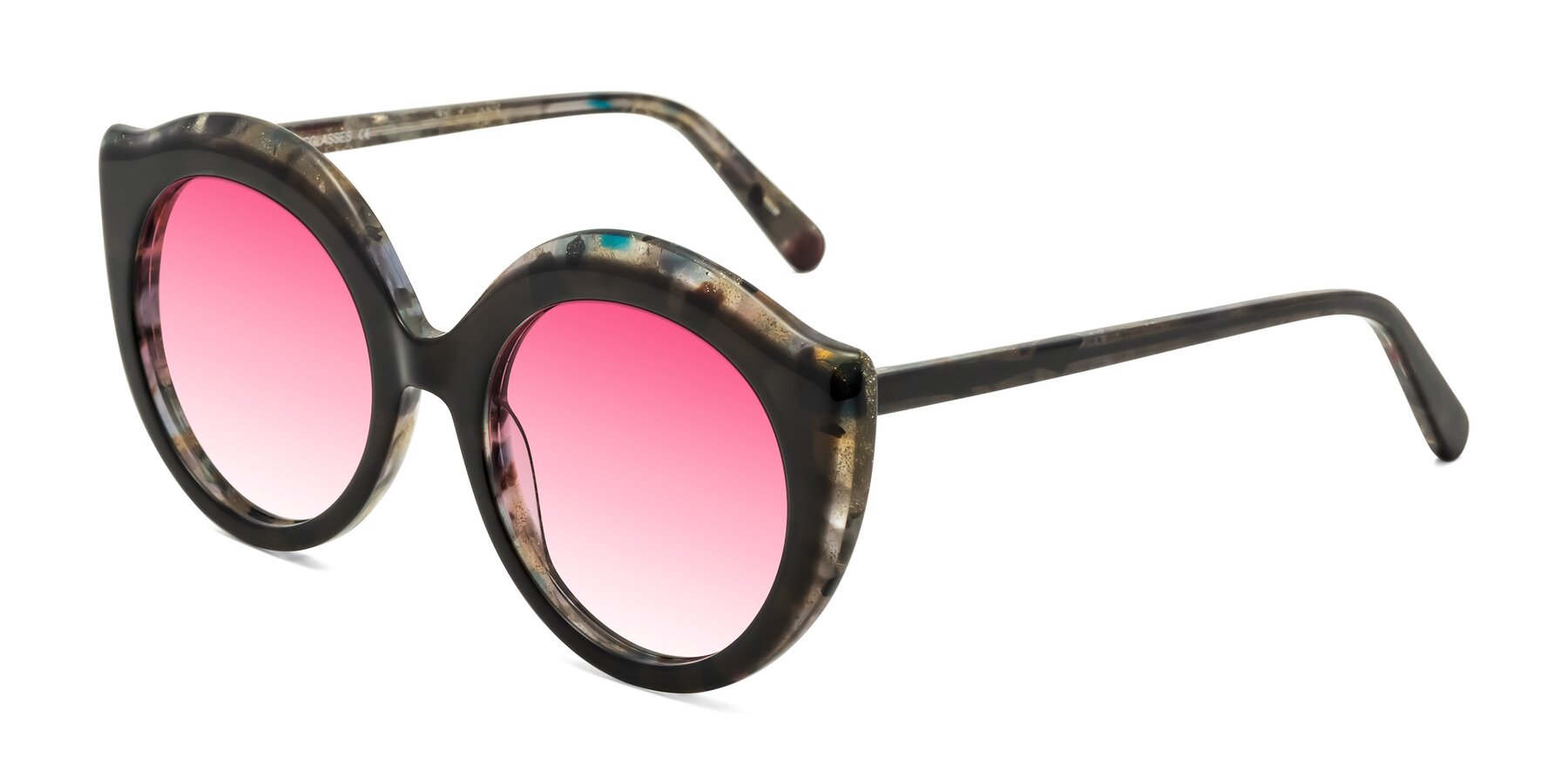 Angle of Ring in Dark Gray with Pink Gradient Lenses