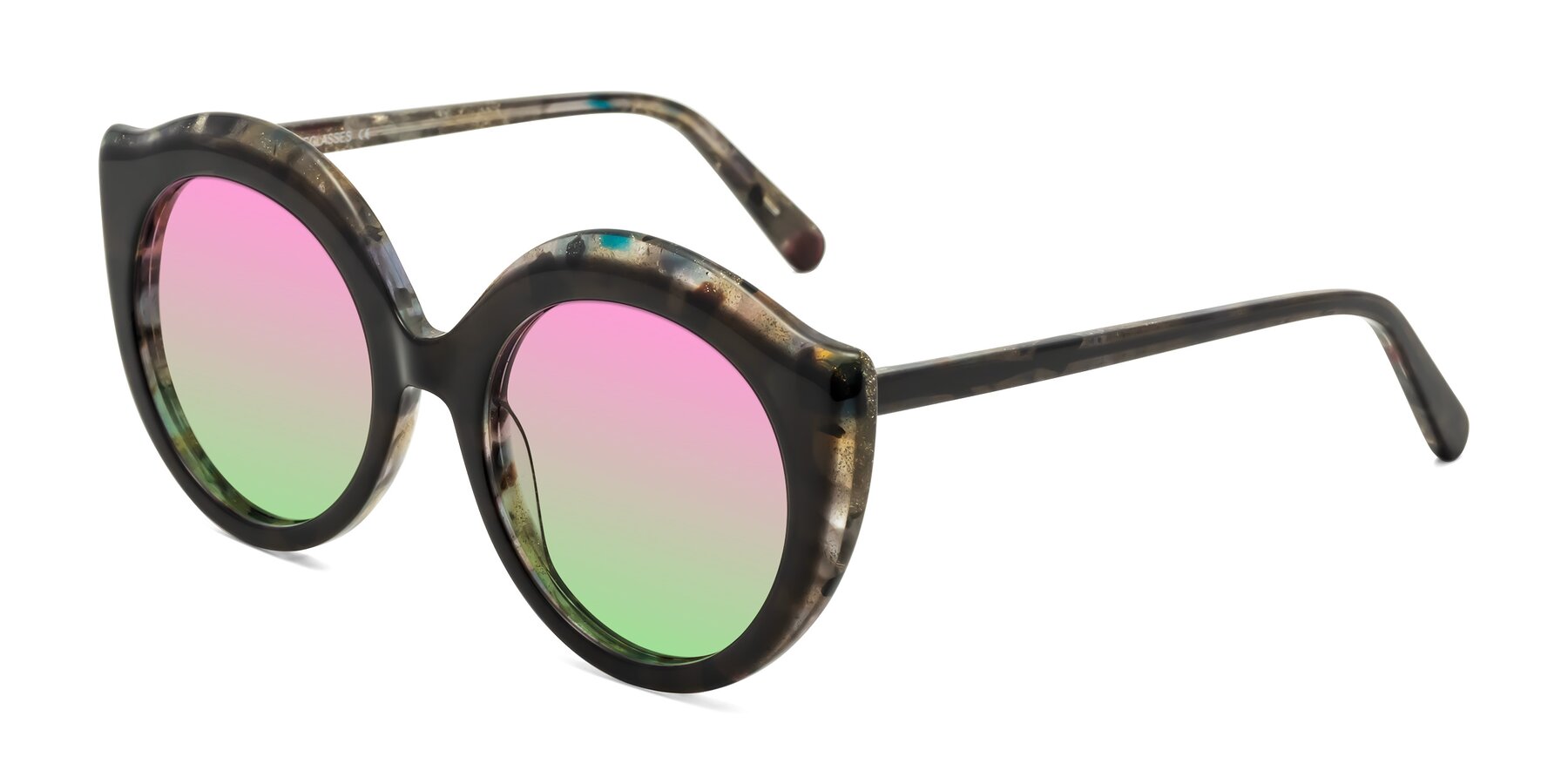 Angle of Ring in Dark Gray with Pink / Green Gradient Lenses