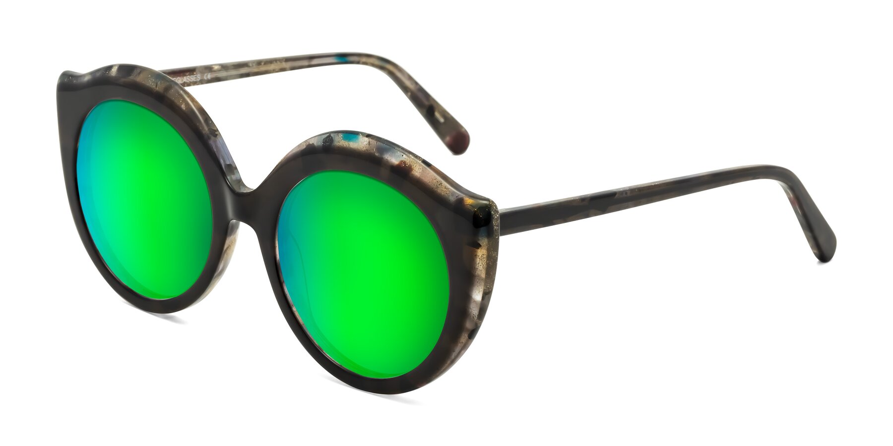 Angle of Ring in Dark Gray with Green Mirrored Lenses