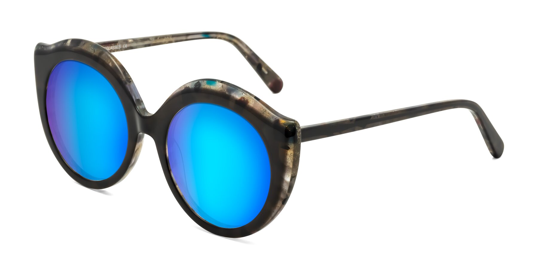 Angle of Ring in Dark Gray with Blue Mirrored Lenses
