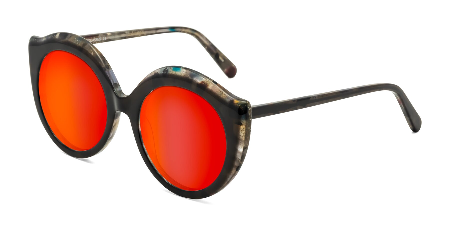 Angle of Ring in Dark Gray with Red Gold Mirrored Lenses