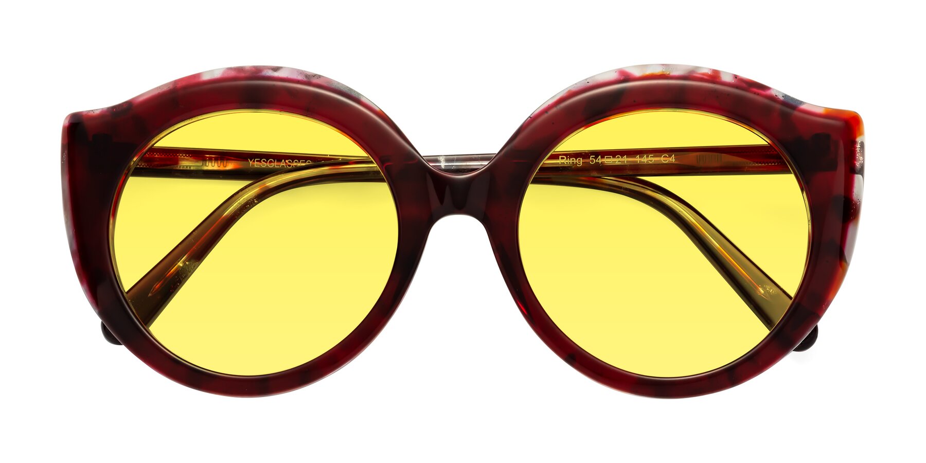 Folded Front of Ring in Wine with Medium Yellow Tinted Lenses