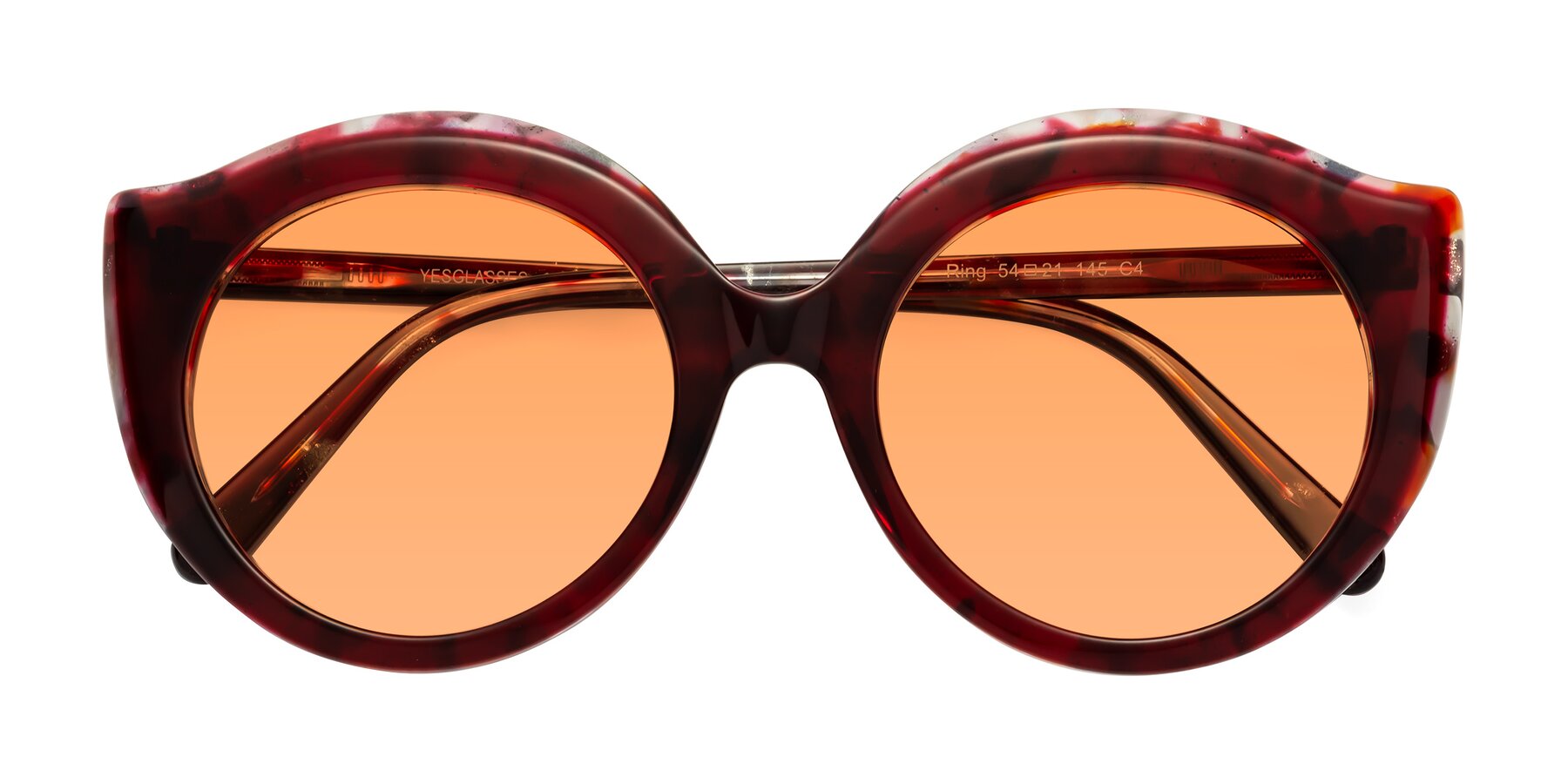 Folded Front of Ring in Wine with Medium Orange Tinted Lenses