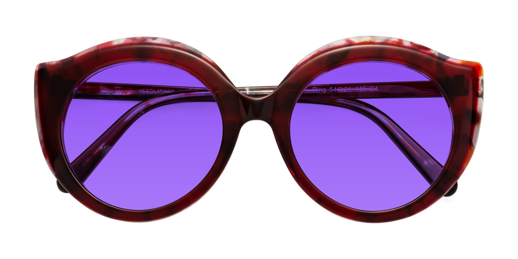 Folded Front of Ring in Wine with Purple Tinted Lenses