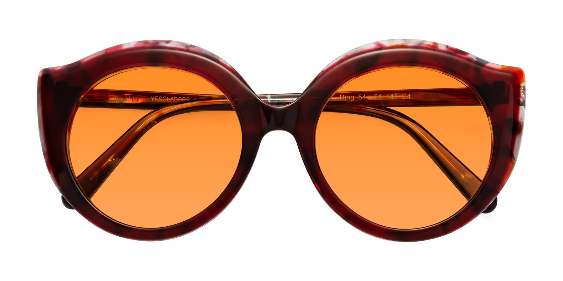 Folded Front of Ring in Wine with Orange Tinted Lenses