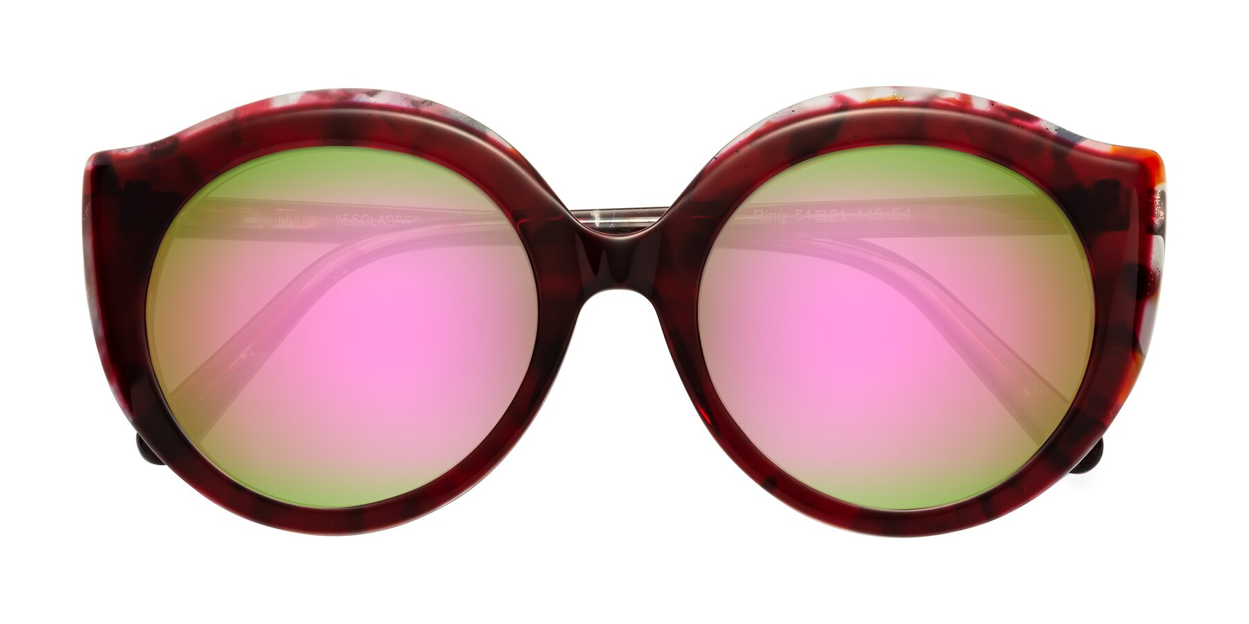Folded Front of Ring in Wine with Pink Mirrored Lenses