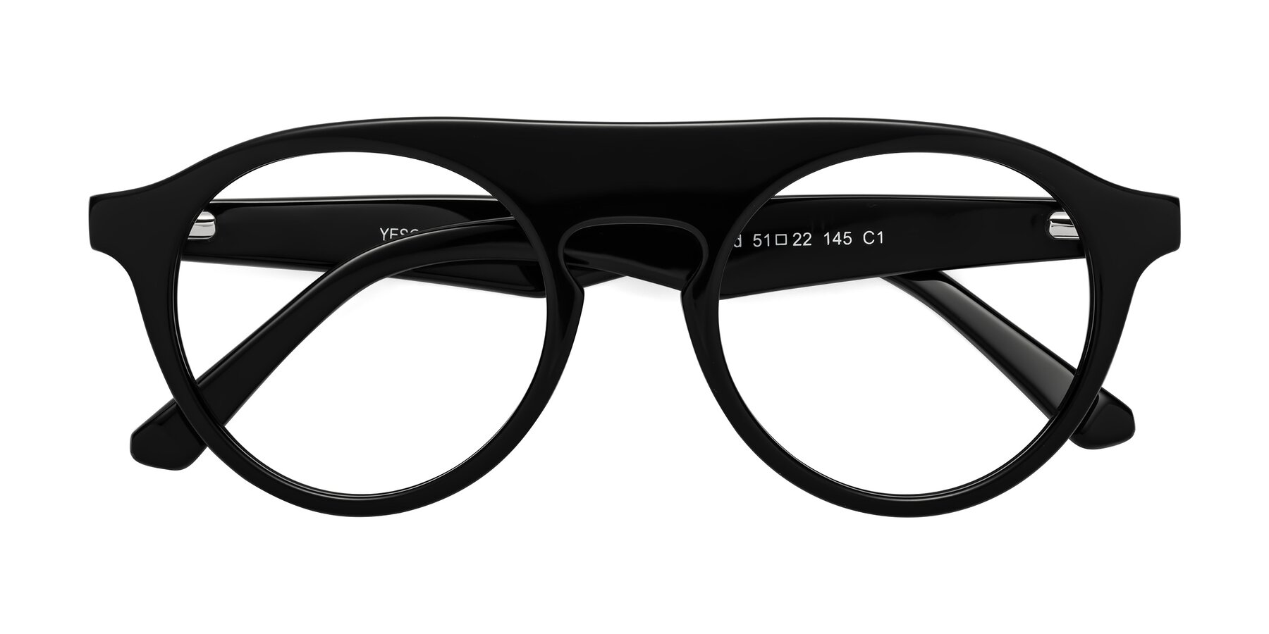 Folded Front of Band in Black with Clear Eyeglass Lenses