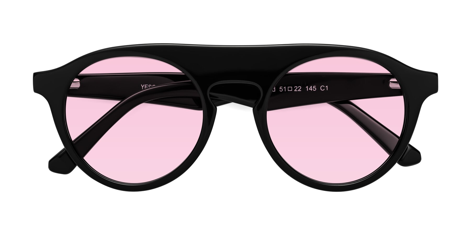 Folded Front of Band in Black with Light Pink Tinted Lenses
