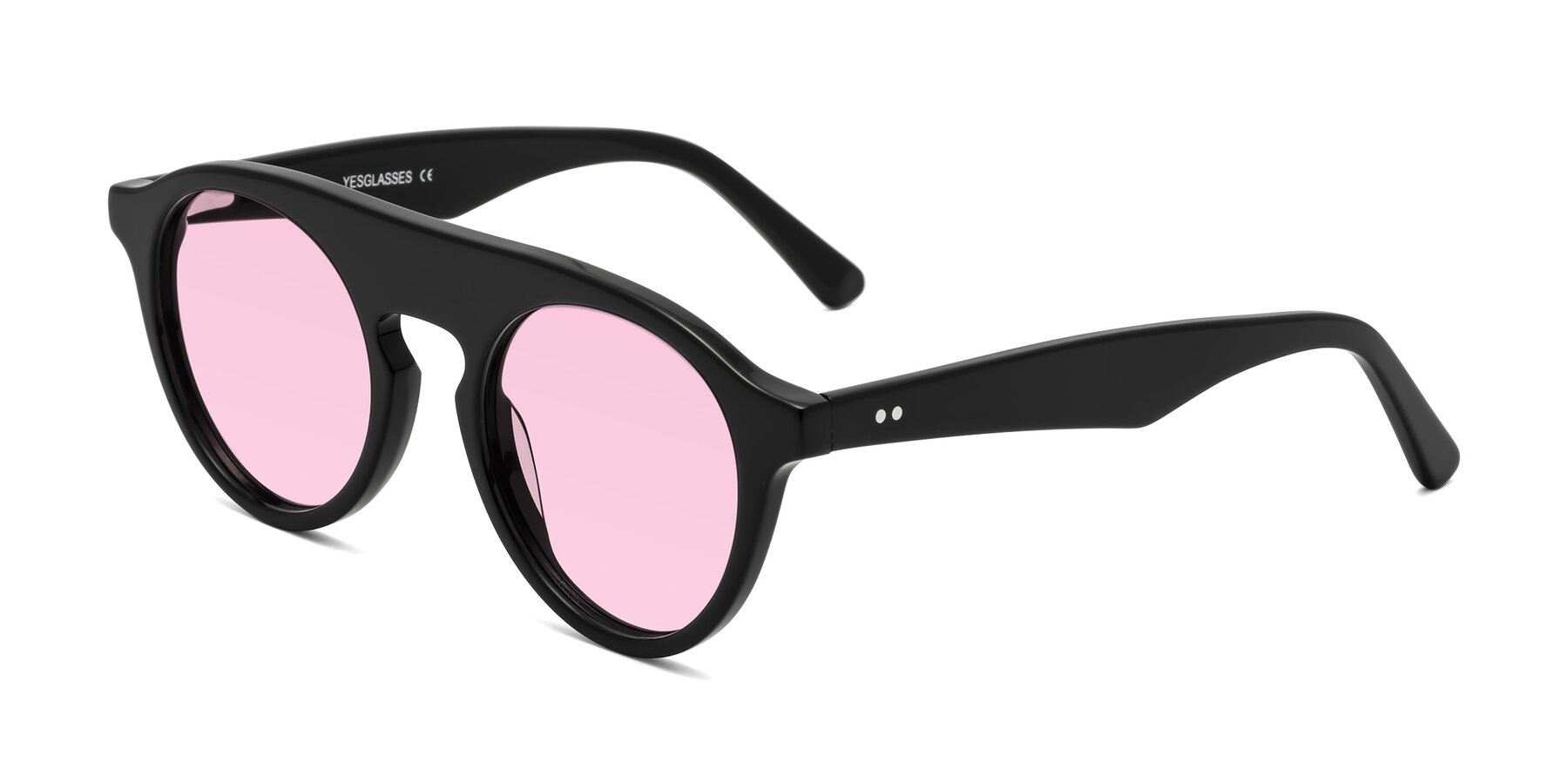 Angle of Band in Black with Light Pink Tinted Lenses