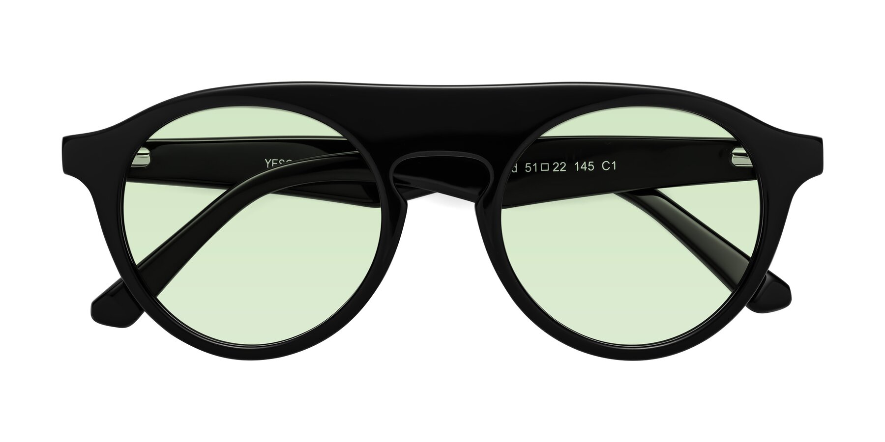 Folded Front of Band in Black with Light Green Tinted Lenses