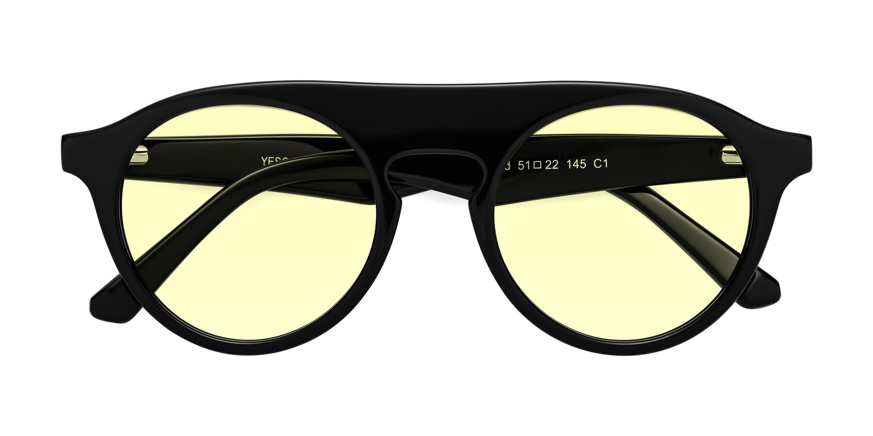 Folded Front of Band in Black with Light Yellow Tinted Lenses