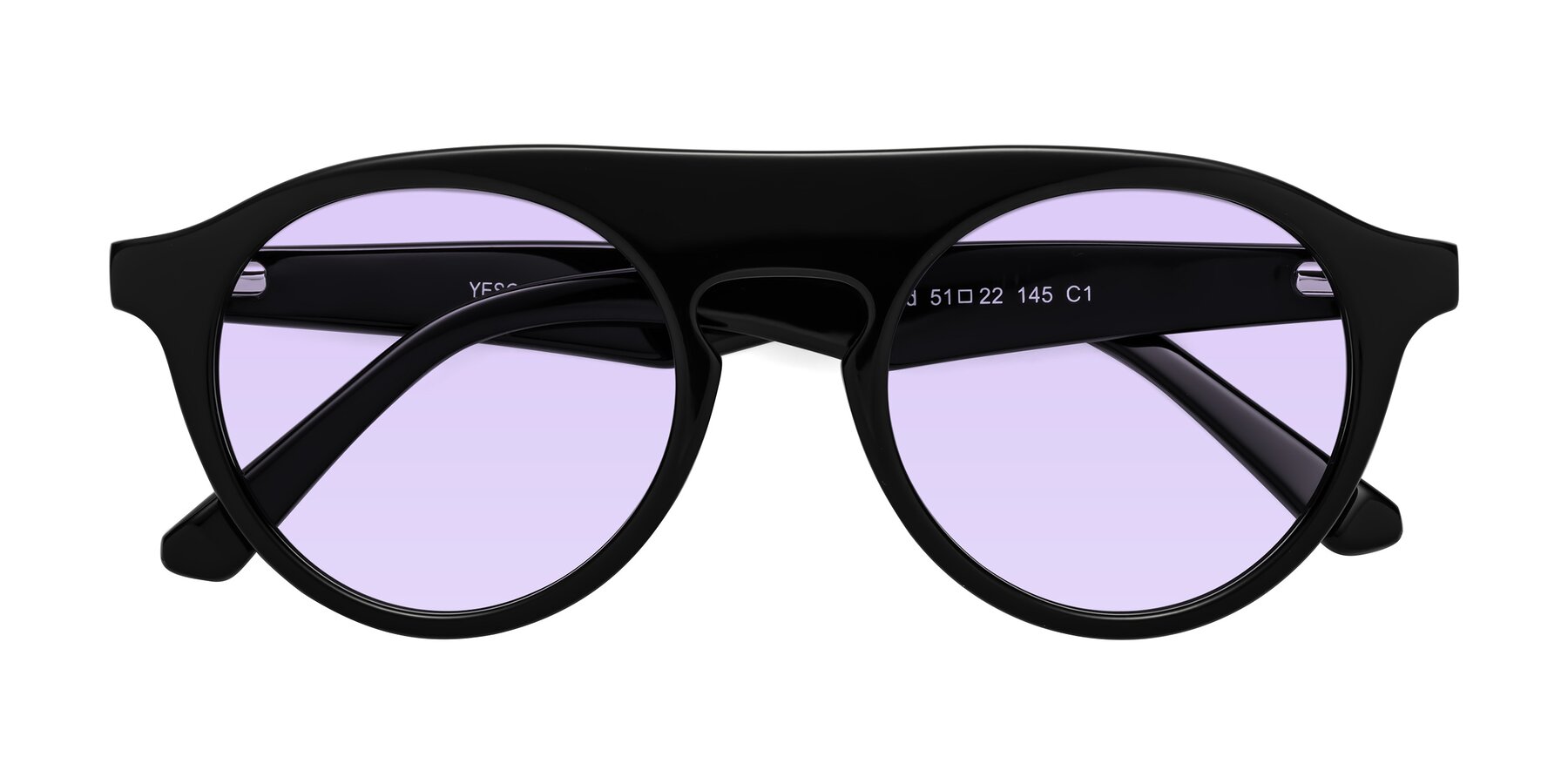 Folded Front of Band in Black with Light Purple Tinted Lenses