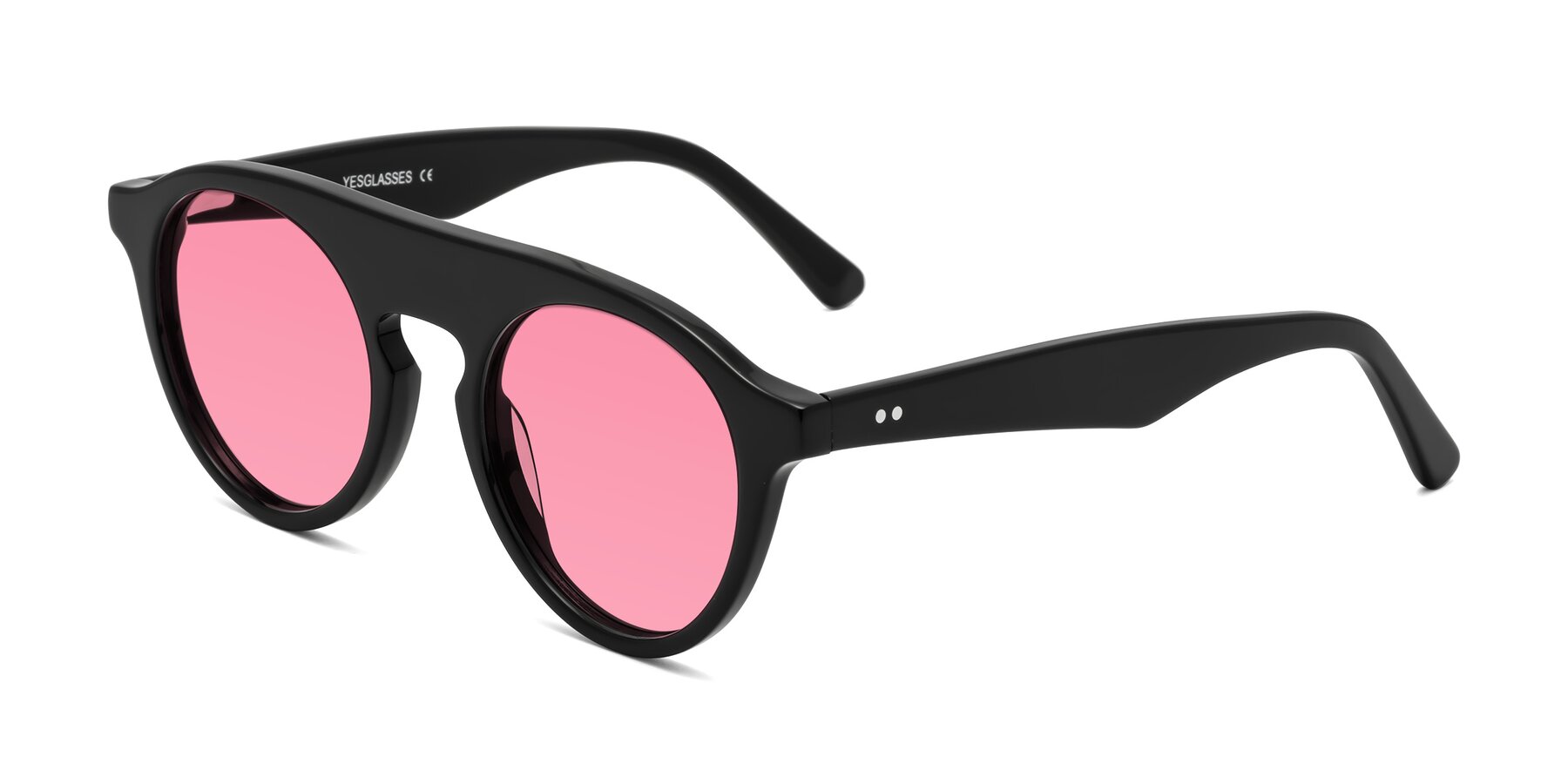 Angle of Band in Black with Pink Tinted Lenses