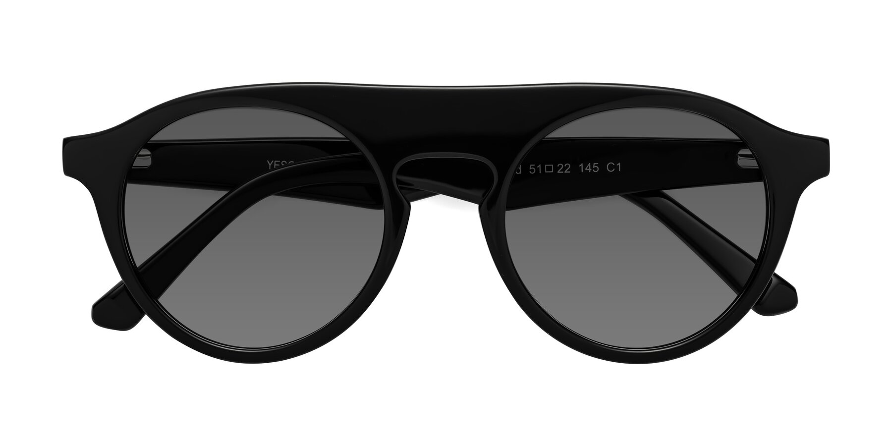 Folded Front of Band in Black with Medium Gray Tinted Lenses