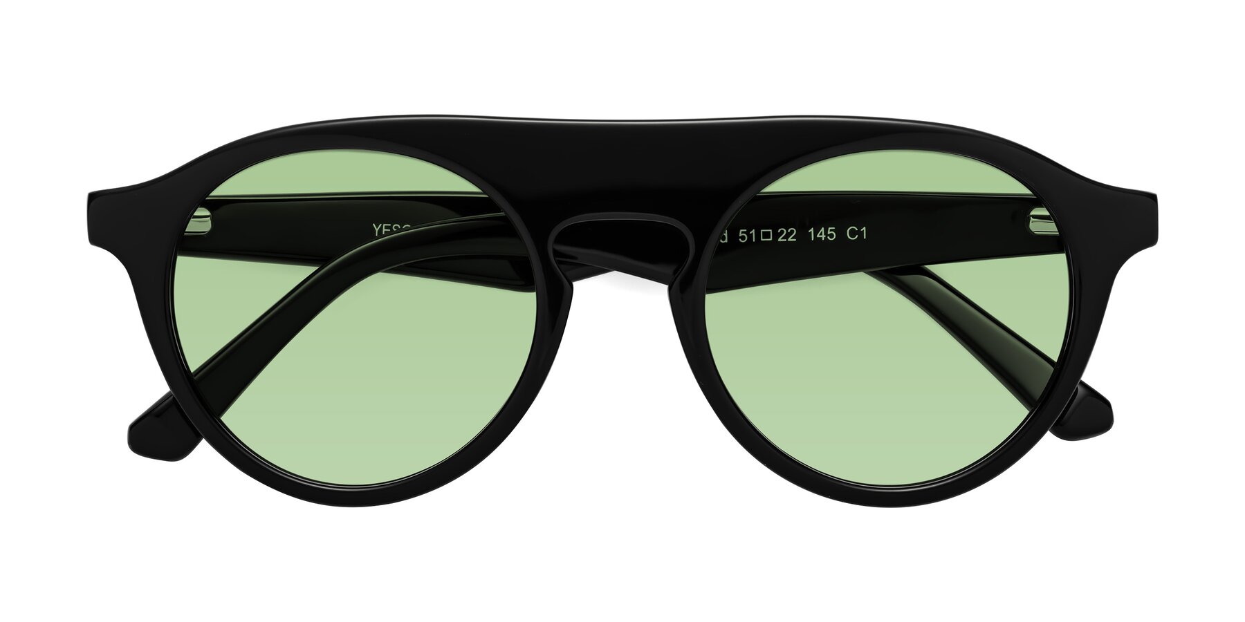 Folded Front of Band in Black with Medium Green Tinted Lenses