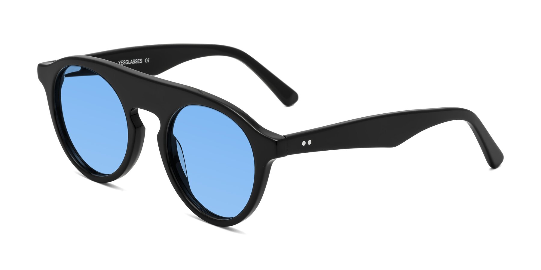 Angle of Band in Black with Medium Blue Tinted Lenses