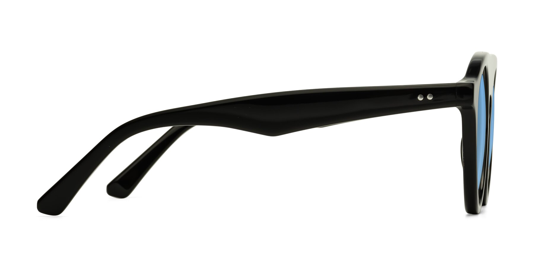 Side of Band in Black with Medium Blue Tinted Lenses