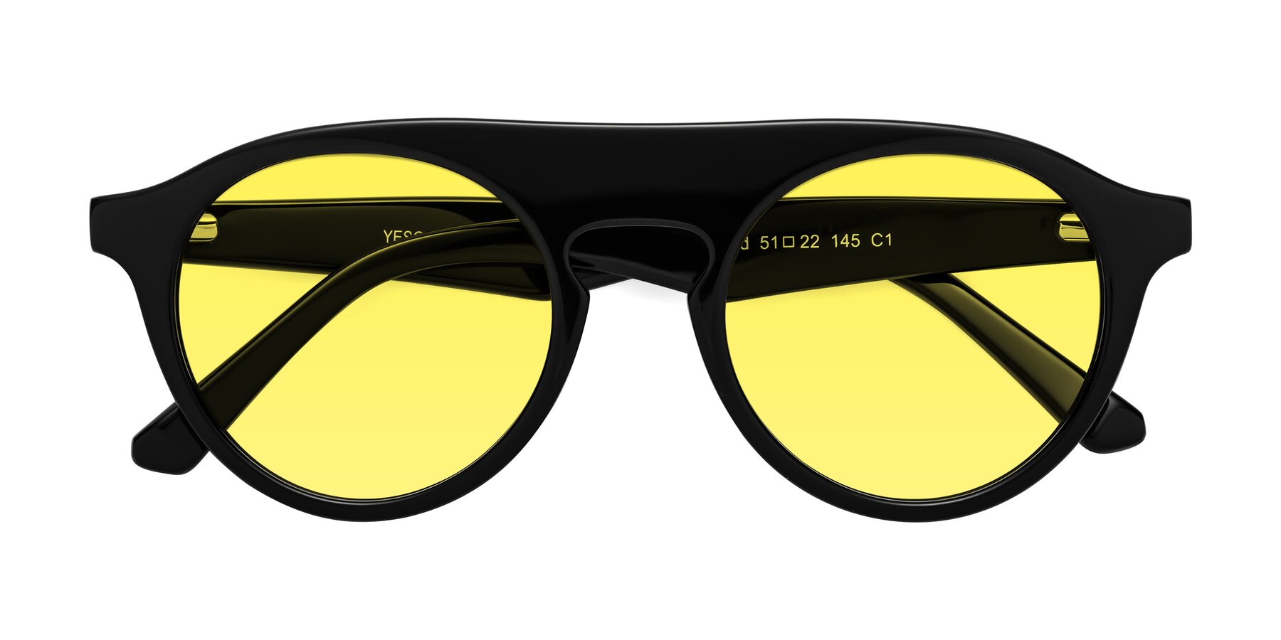Folded Front of Band in Black with Medium Yellow Tinted Lenses