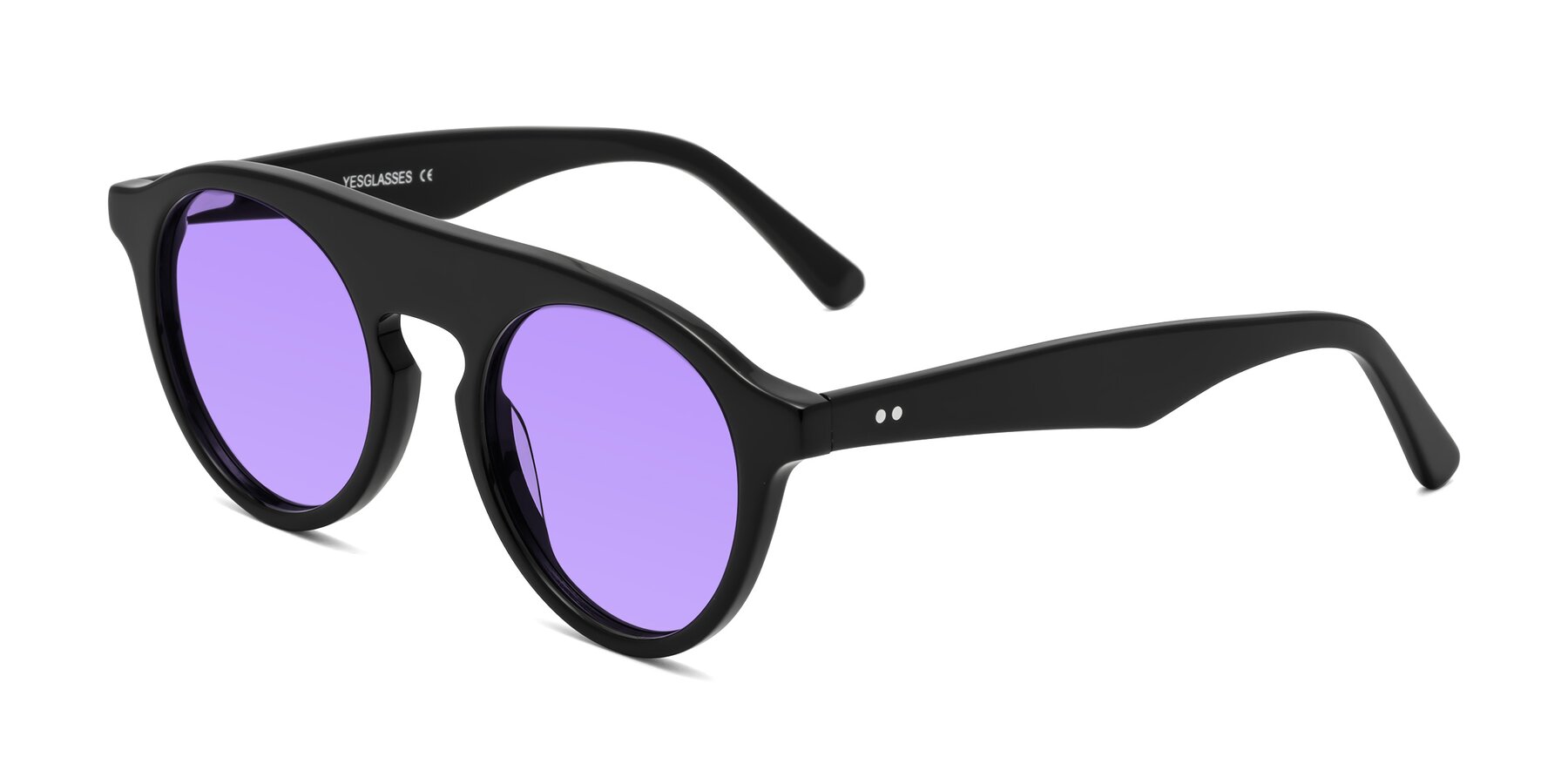 Angle of Band in Black with Medium Purple Tinted Lenses