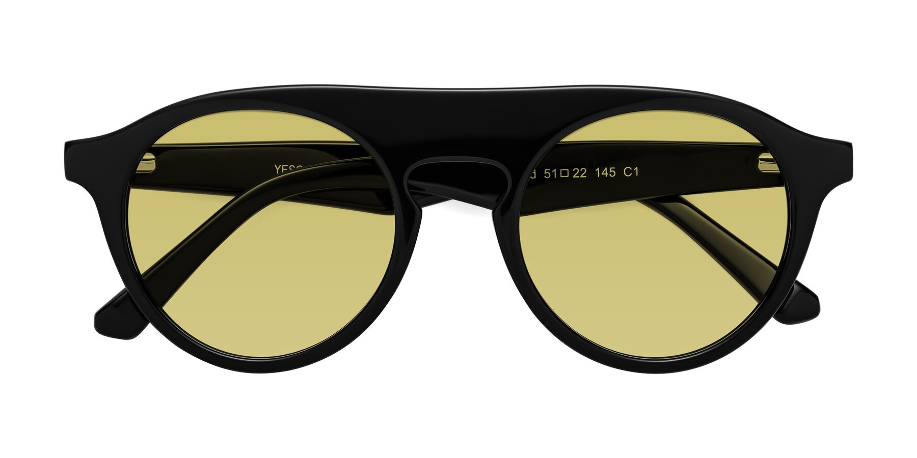 Folded Front of Band in Black with Medium Champagne Tinted Lenses