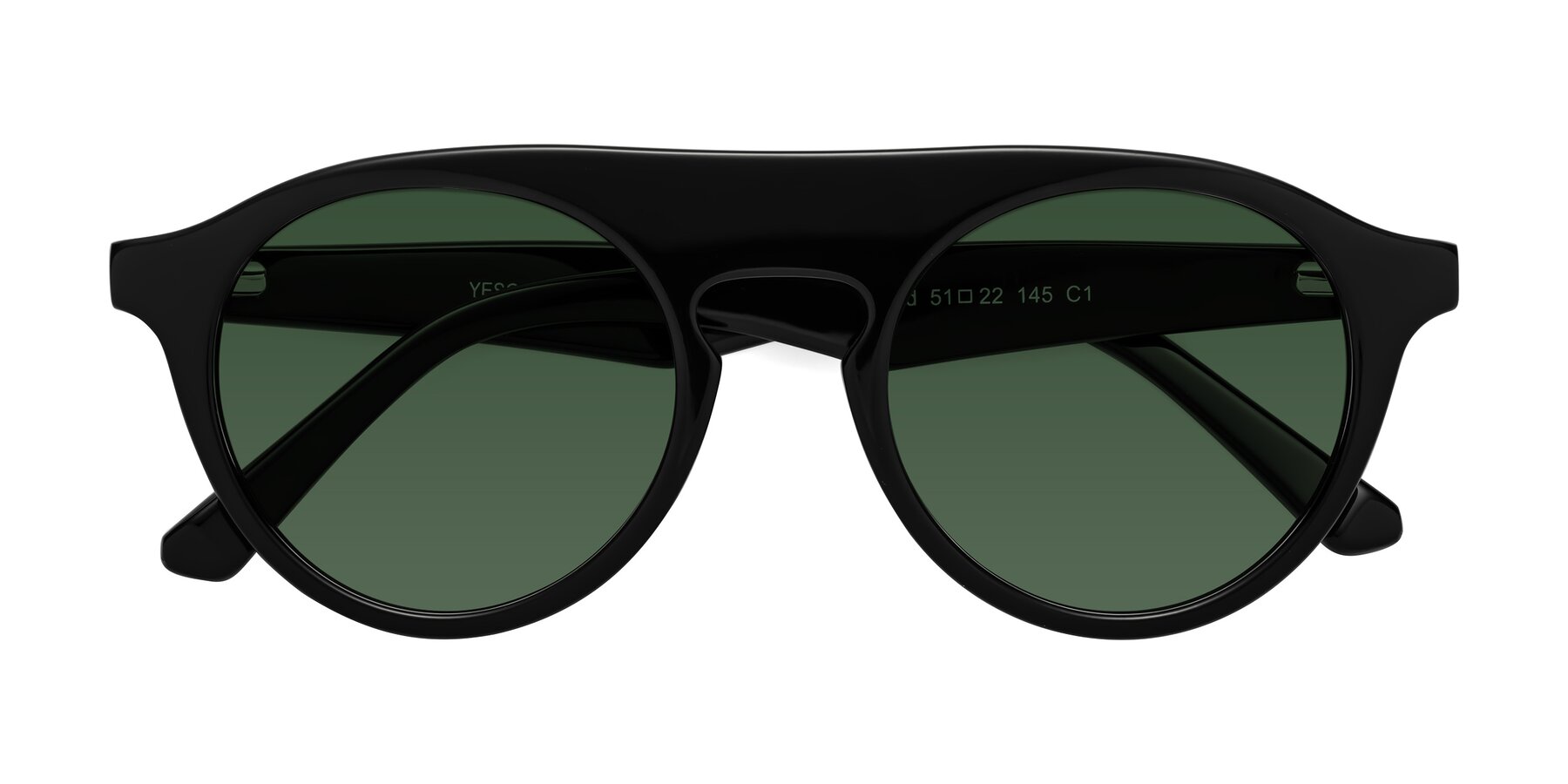 Folded Front of Band in Black with Green Tinted Lenses