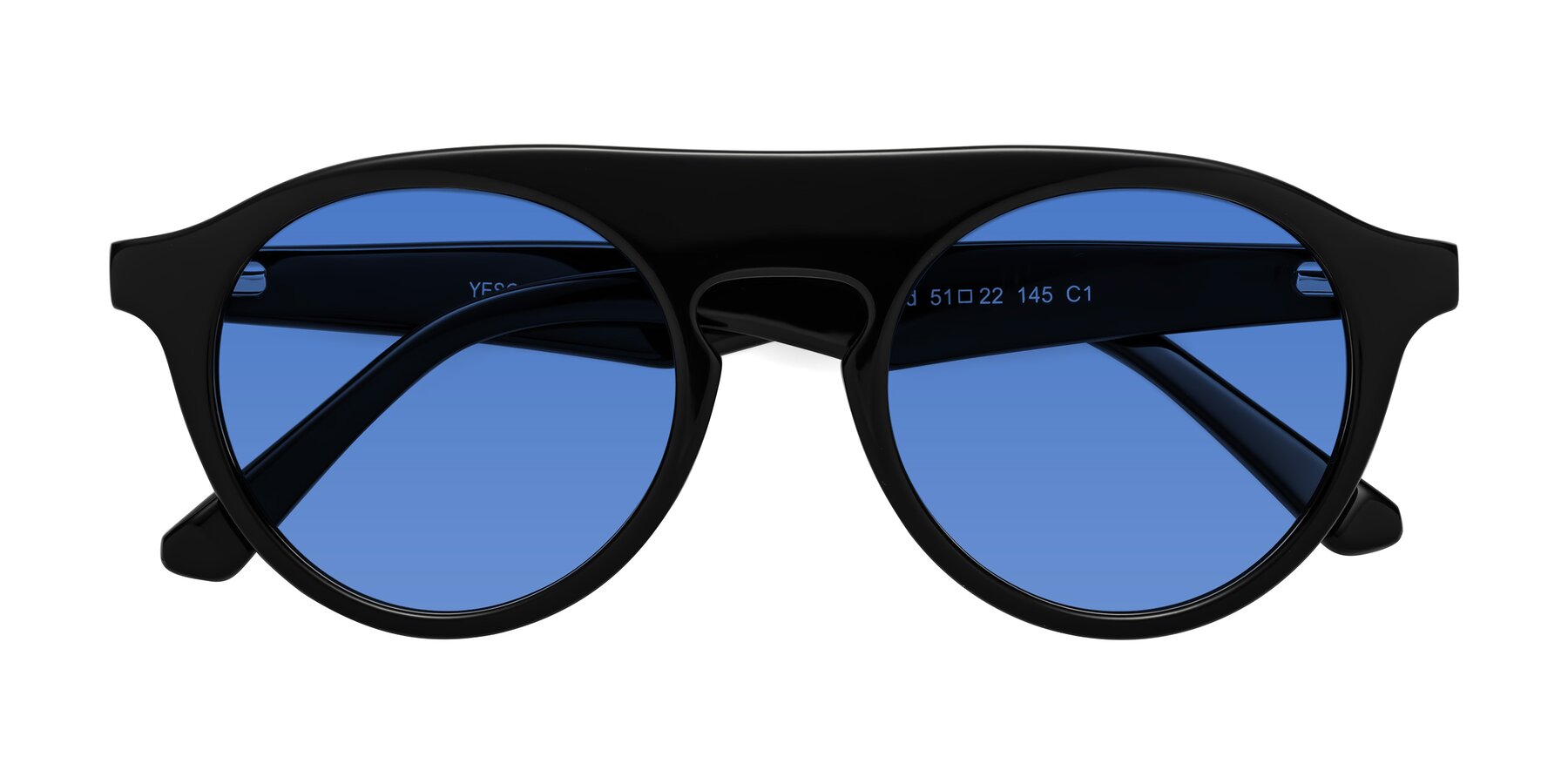 Folded Front of Band in Black with Blue Tinted Lenses